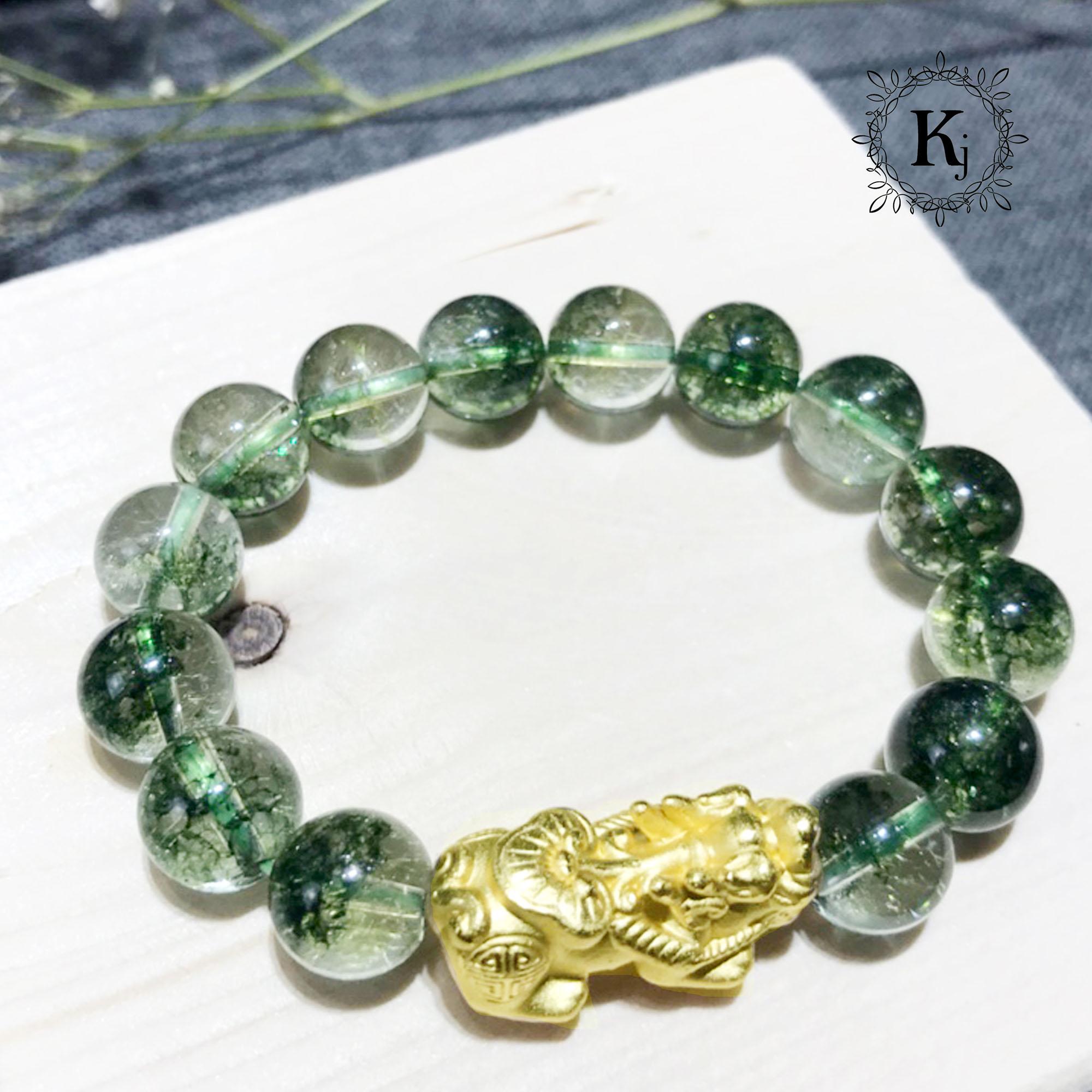 Vòng Tay Phong Thủy Ưu Linh Xanh Charm Tỳ Hưu ( V133) - Hợp Mệnh Mộc , Hỏa - Mang Đến Bình An  - May Mắn - Tài Lộc