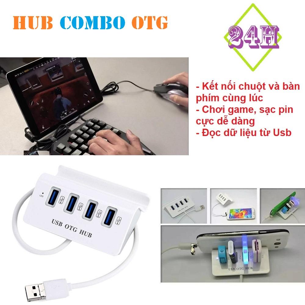 Bộ chia 4 Cổng USB OTG HUB với Dock cho điện thoại thông minh & Máy Tính