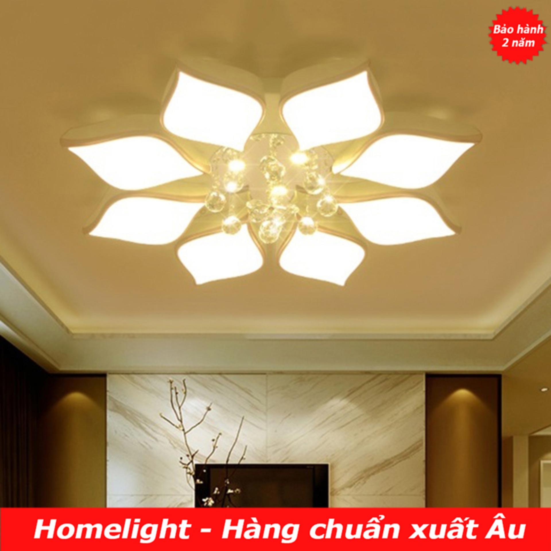 Đèn ốp trần Homelight - Đèn ốp trần Pha Lê Cánh sen OPLADY06-8 (3 màu - Dimmer)