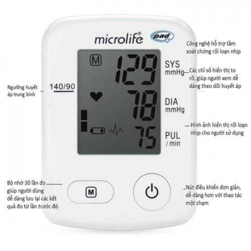 Máy  đo huyết áp bắp tay Microlife A2 Classic ( Trắng )