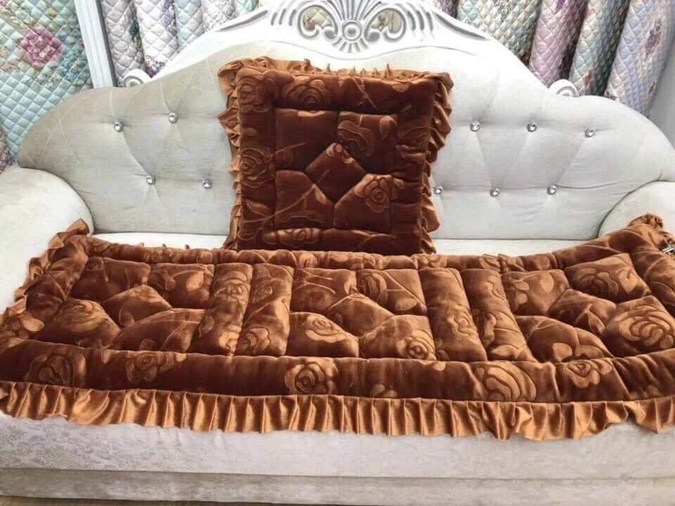 Bộ thảm ghế nhung vân hoa nổi