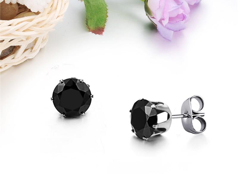Bộ 2 bông tai thời trang 5mm BT39 (màu bạc, hột đen)