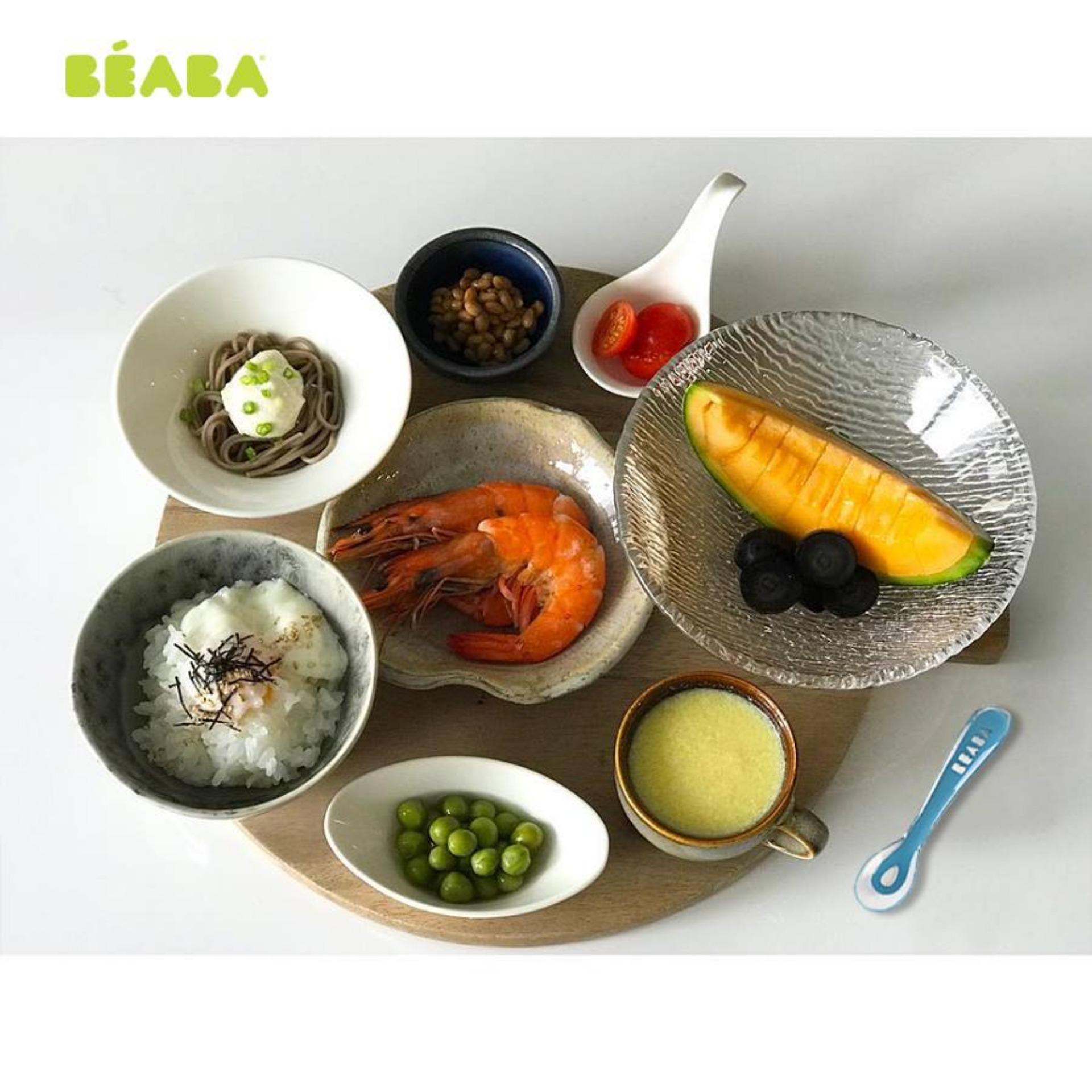 Thìa cầu vồng silicone Béaba xanh neon