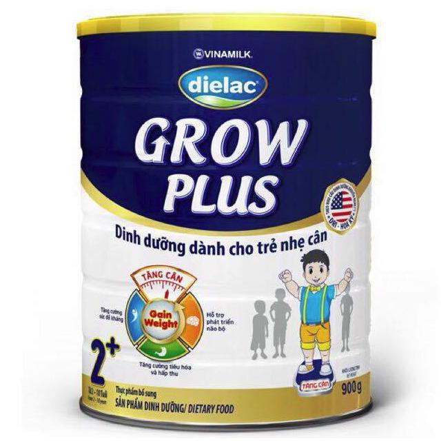 Sữa bột Vinamilk Dielac Grow Plus màu xanh 2+ 900g (hộp thiếc)