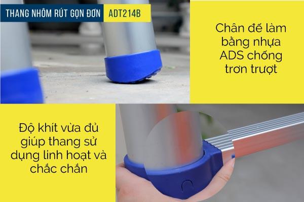 Thang nhôm rút gọn đơn Advindeq ADT214B Blue cao 4.9m