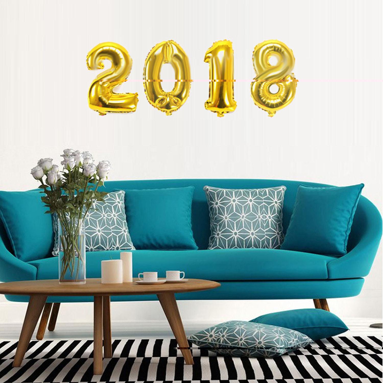 12 cái 2018 Treo Vàng Lấp Lánh Năm Mới Biểu Ngữ Bunting Cờ Đuôi Nheo Giấy Tổ Ong Bóng Bóng Dự Tiệc Cung Cấp Trang Trí -intl