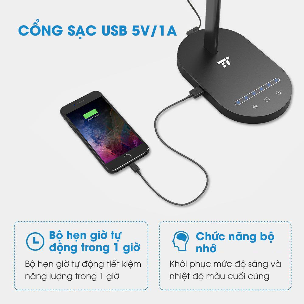 Đèn bàn học, bàn làm việc TaoTronics TT-DL030, 10W, 5 chế độ màu, 6 mức sáng, thân kim loại - An Tiến