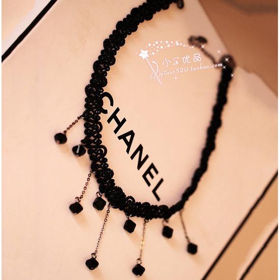 Vòng cổ choker đơn giản chuỗi đá đen sexy