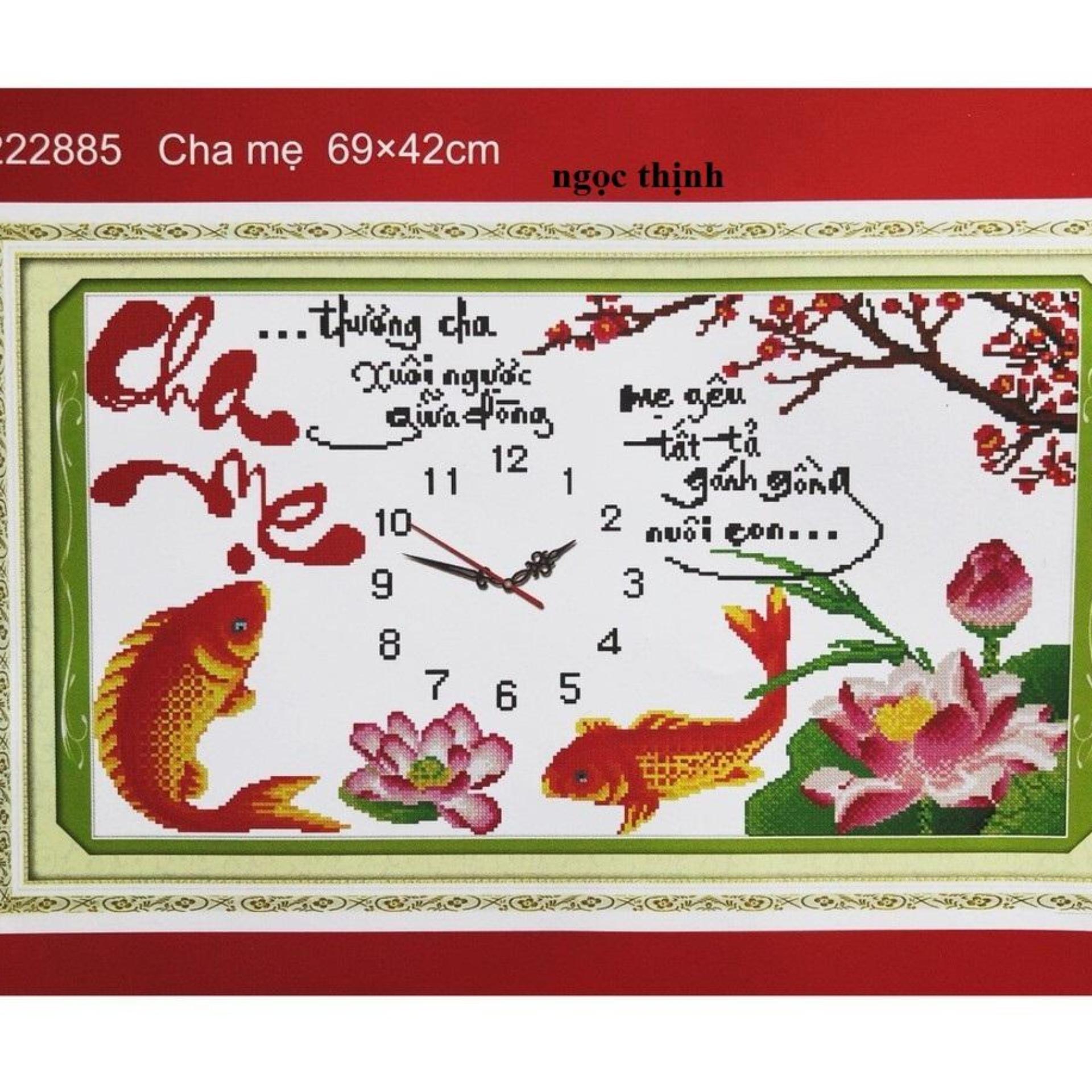 Tranh thêu chữ thập đồng hồ cha mẹ 222885- Ngocthinhshop