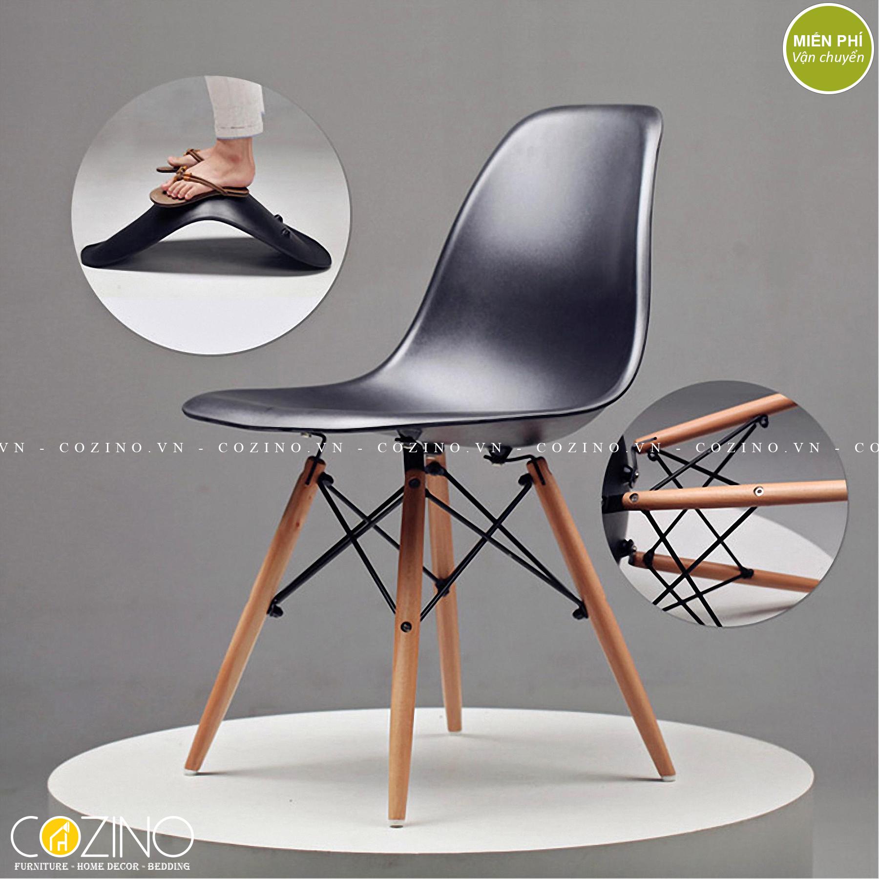 Ghế CZN-Eames đen chân gỗ