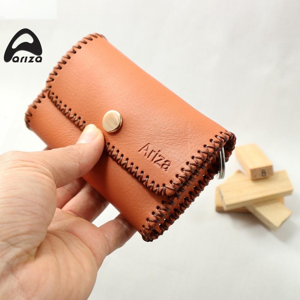Bóp móc chìa khóa da bò thật 100% Ariza may thủ công