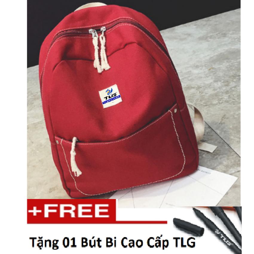 Ba Lô Canvas Sinh Viên Phong Cách Hàn Quốc 208069-2(đỏ) Tặng 01 Bút Bi Cao Cấp TLG