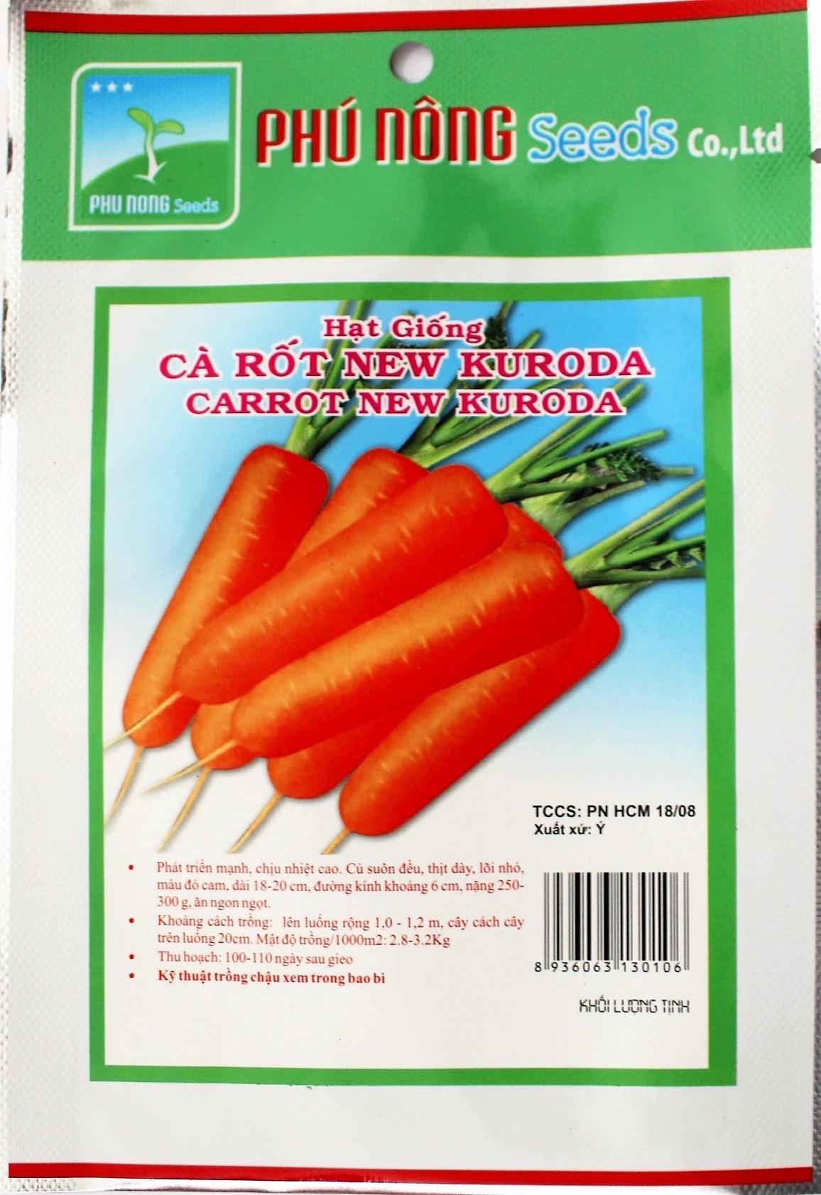 [HCM]Hạt giống  Cà Rốt New KURODA  Ý  _KLT  2g/gói .