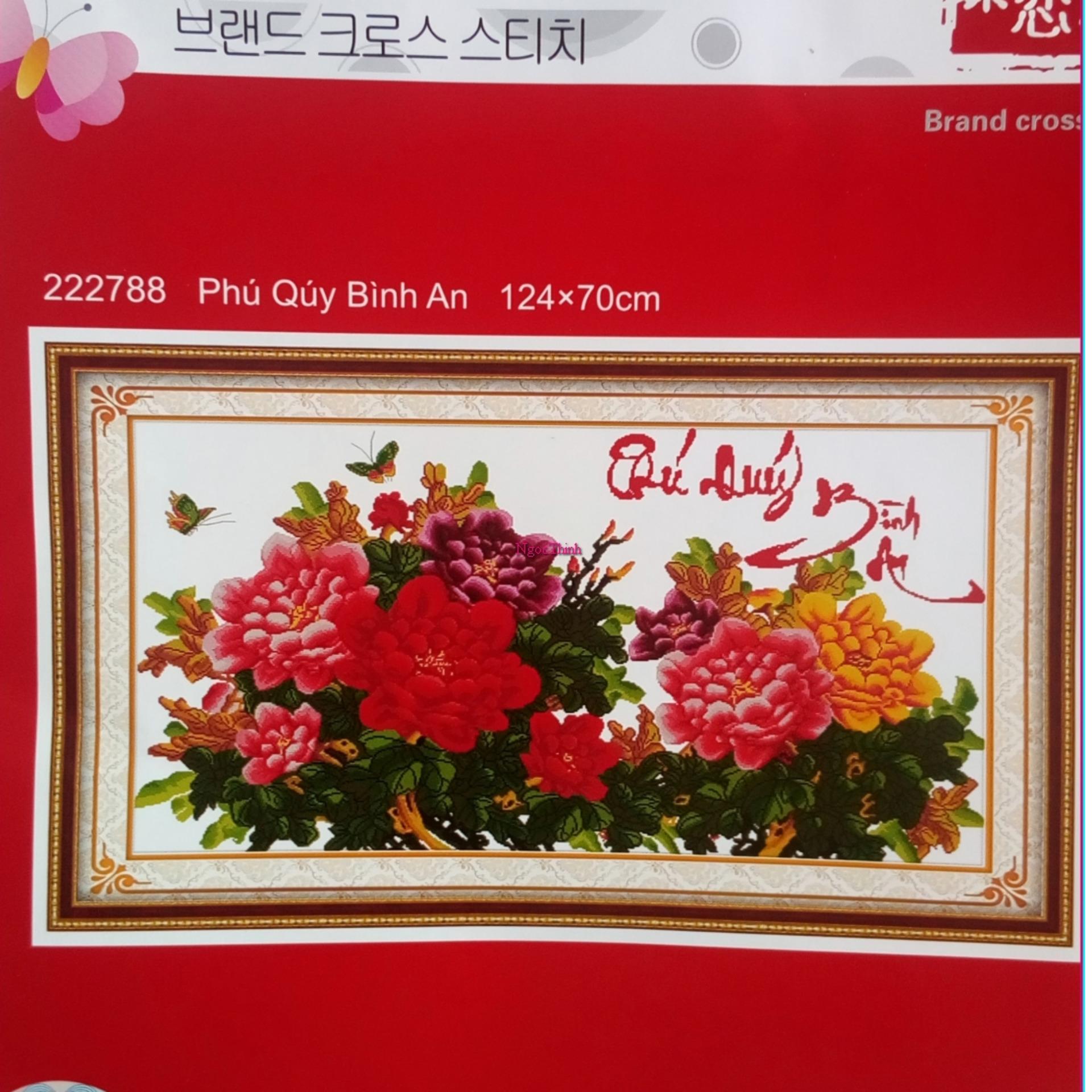 Tranh thêu chữ thập phú quý bình an 222788