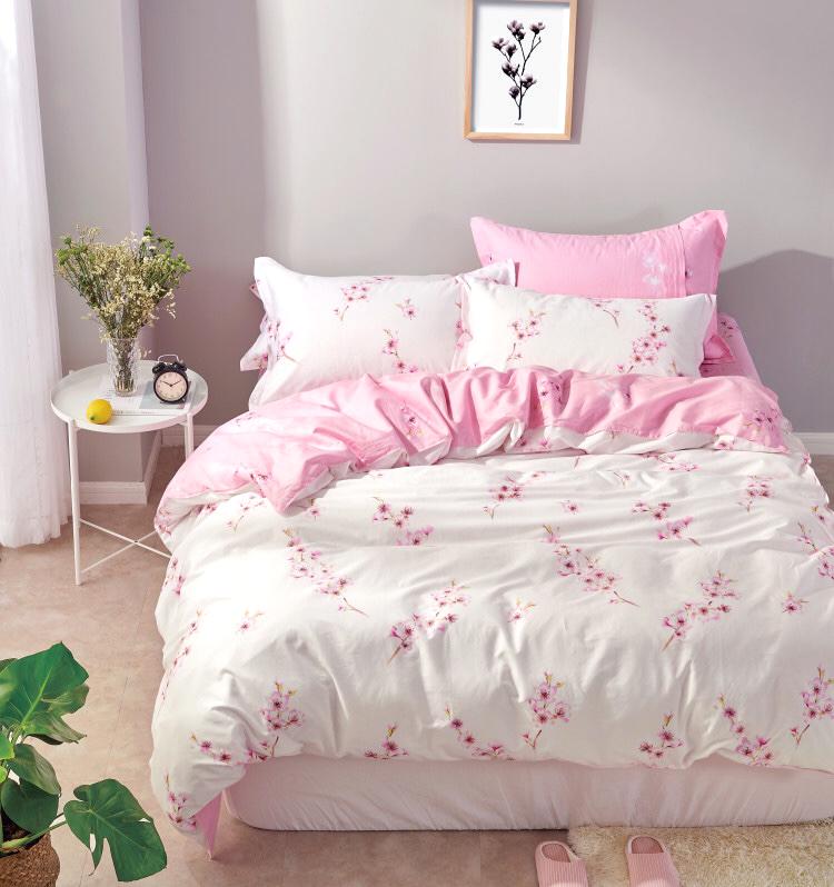 Bộ chăn ga gối drap giường 100% cotton sợi bông Hàn Quốc Julia 255 (bộ 4 món không chăn)