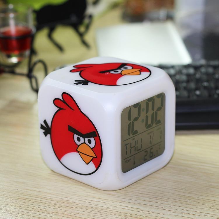 Đồng hồ báo thức 7 màu Angry Bird