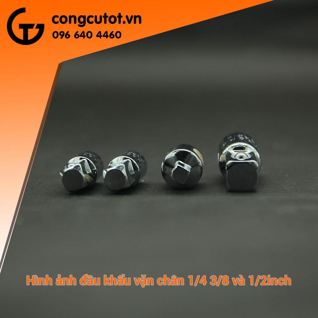 Bộ 4 đầu đổi chân khẩu vặn 1/4, 3/8, 1/2 inch