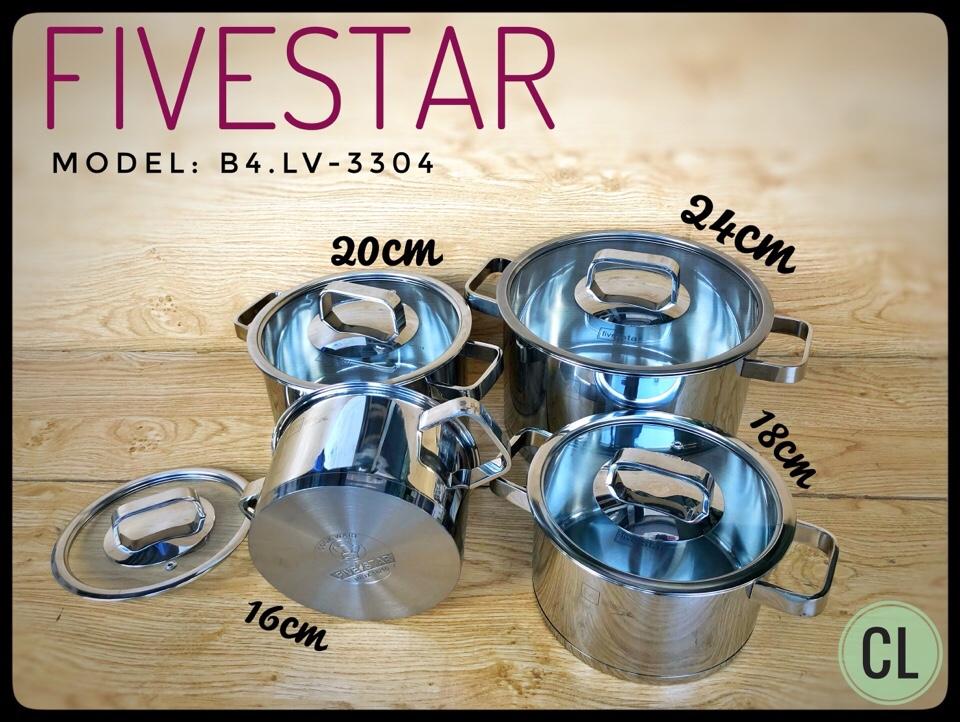 Bộ Nồi Fivestar Cao Cấp 4 Chiếc Vung Kính Inox 304