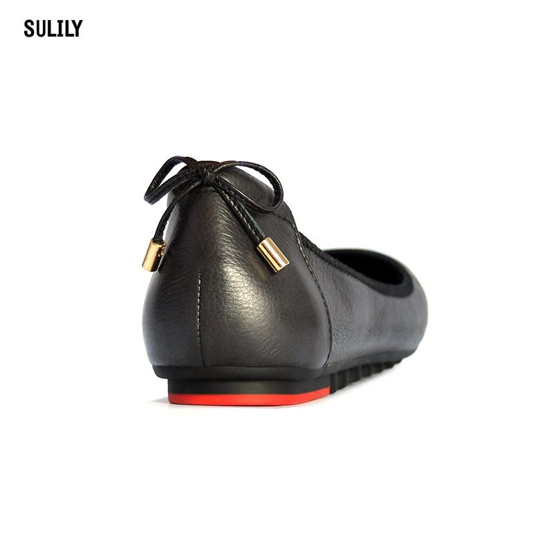 Giày Búp Bê Da Bò Nơ Gót Sulily