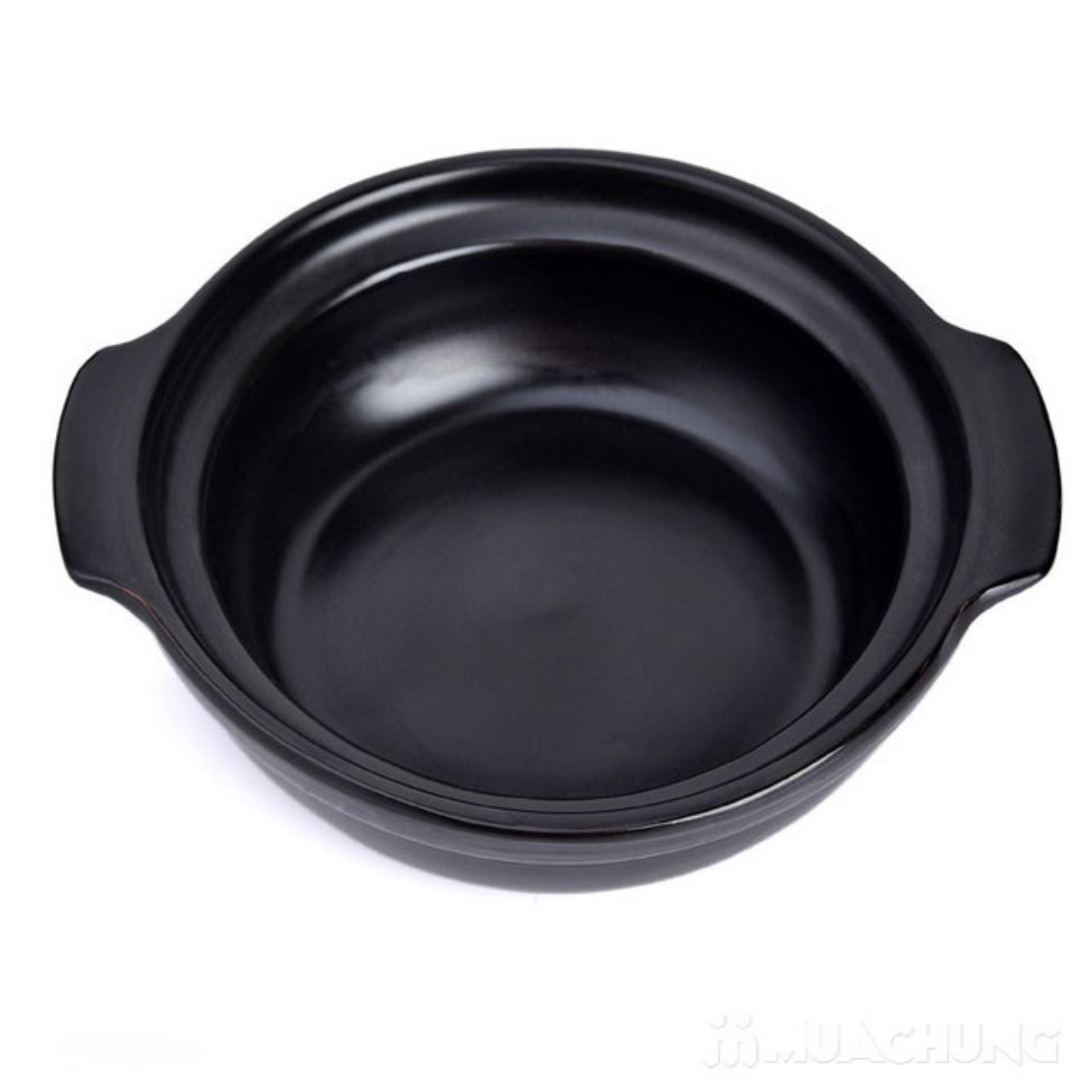 Nồi đất kho thịt-cá tráng men chịu nhiệt 1.5L (Đen)