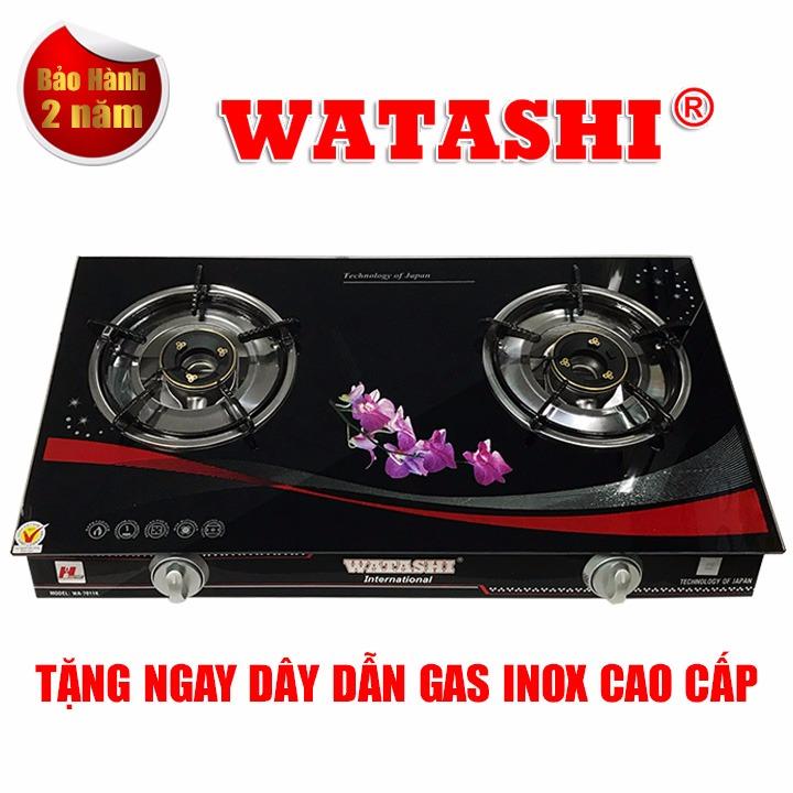 Bếp ga đôi tiết kiệm gas , mặt kính hoa văn sang trọng watashi wa -7011k