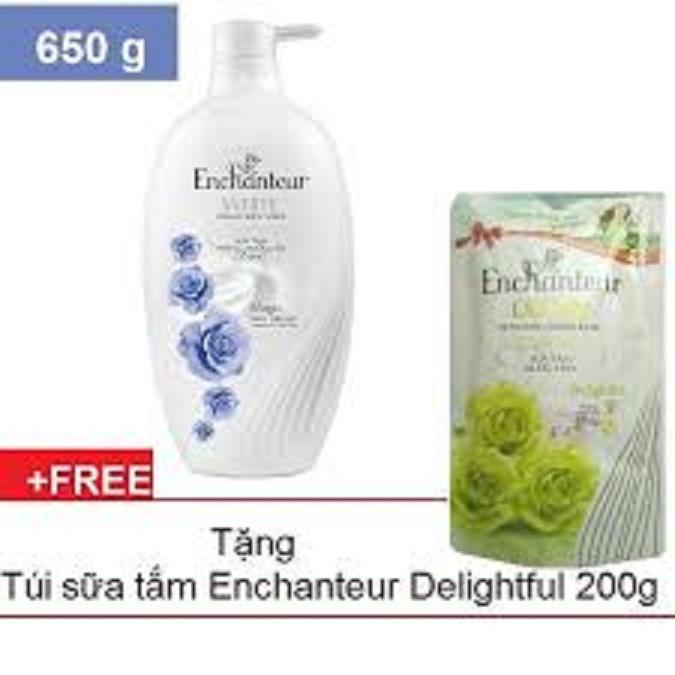 Enchanteur-Sữa tắm Trắng và Dưỡng Ẩm 650 g - Magic - + túi sữa tắm 200 g Delightful Xanh