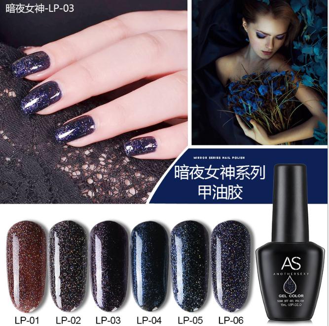 Set sơn móng gel AS 6 màu nữ hoàng bóng đêm chai 15ml