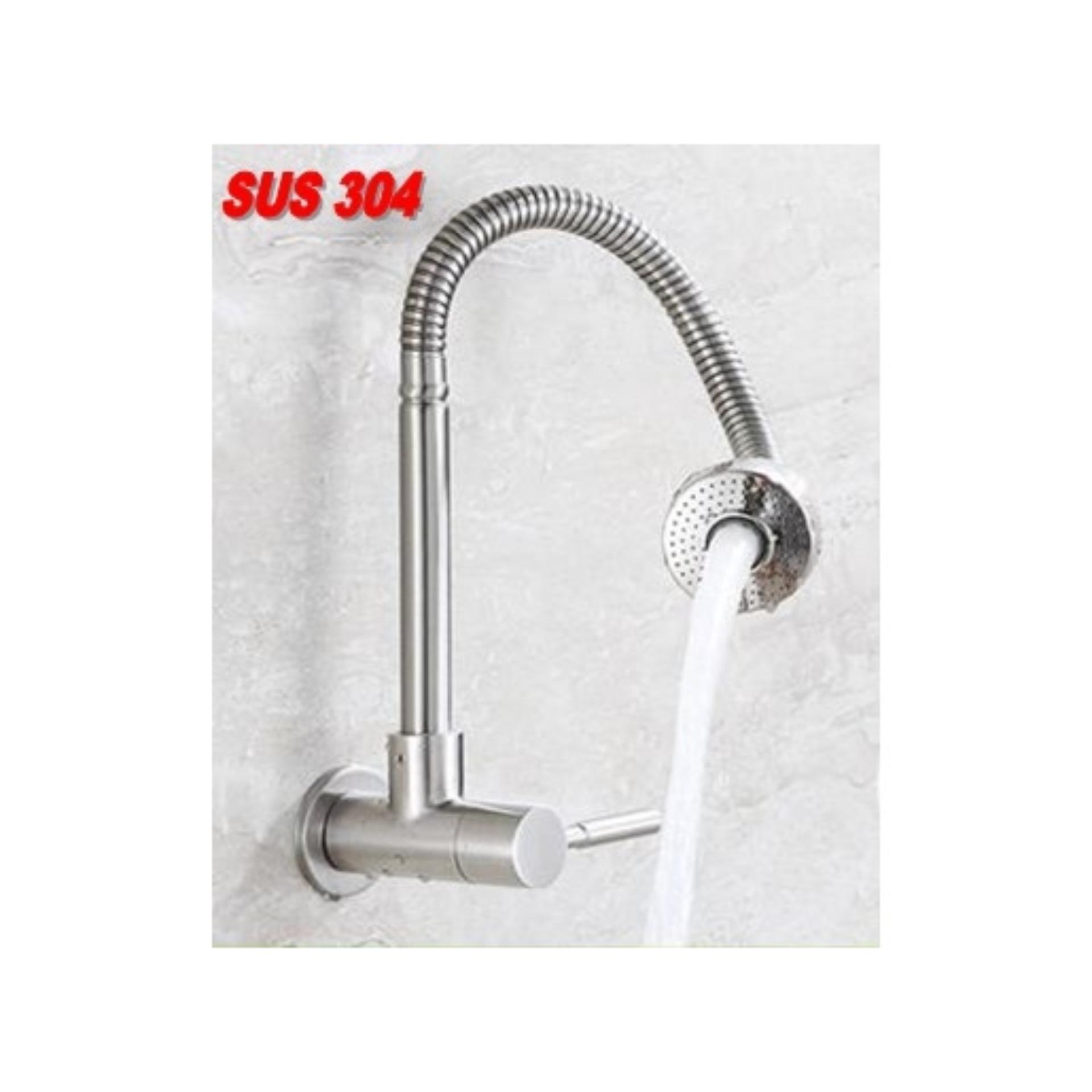 Vòi rửa chén lạnh cắm tường inox 304 (vòi bếp, vòi rửa bát) 6019