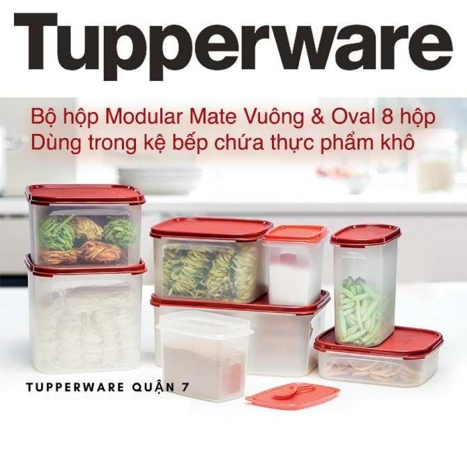 Bộ hộp kệ bếp Modular Mate Vuông & Oval set 8 Tupperware