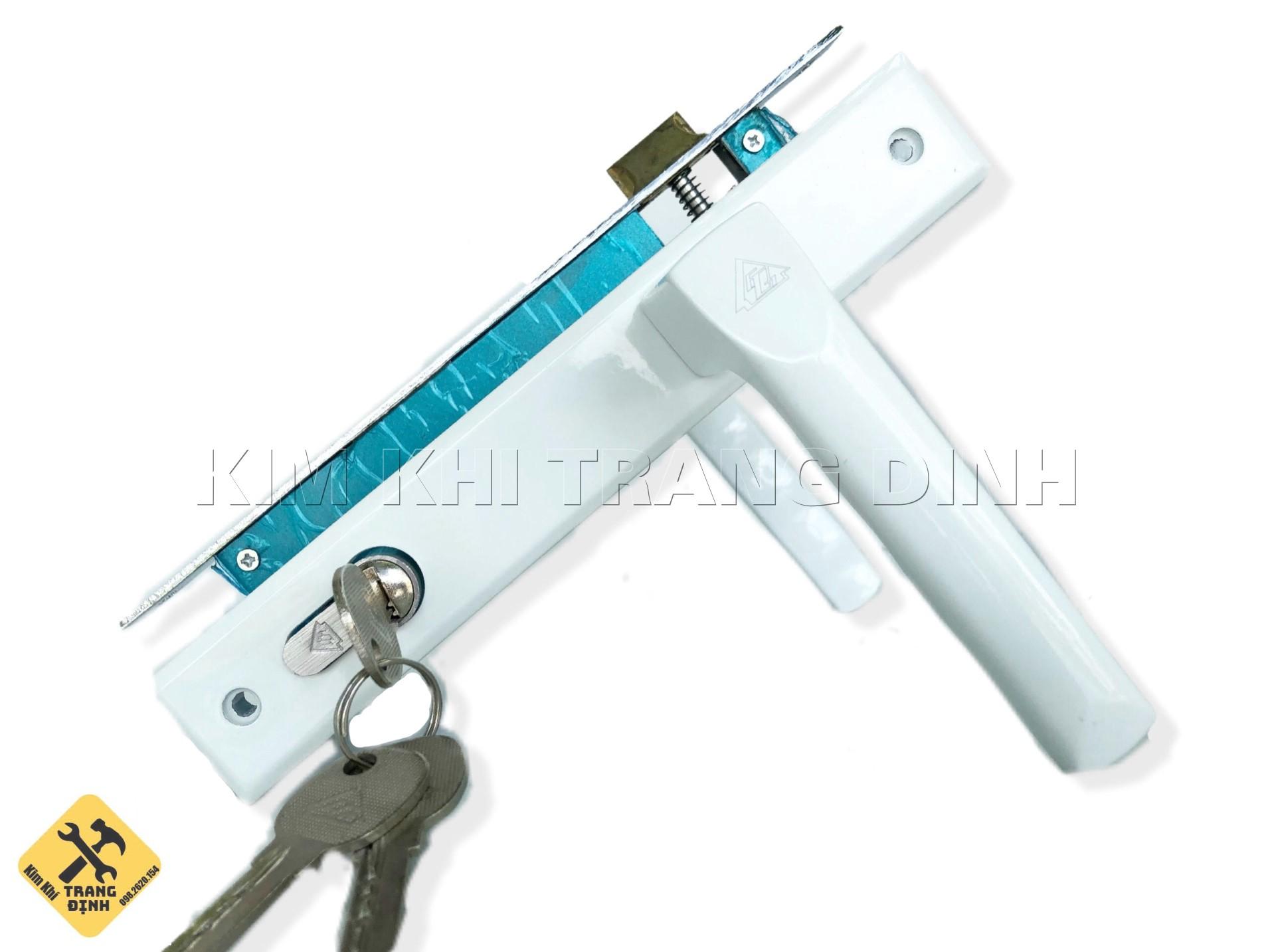 Bộ Khóa Tay Gạt Lắp Cửa Nhôm Hệ 4500 Việt Pháp (Trắng)