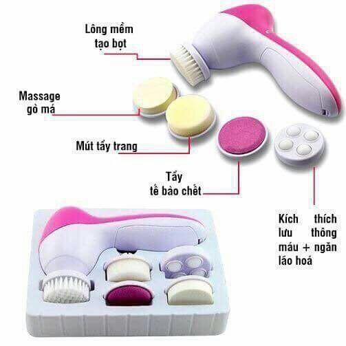 Máy rửa và matxa mặt 5 chi tiết