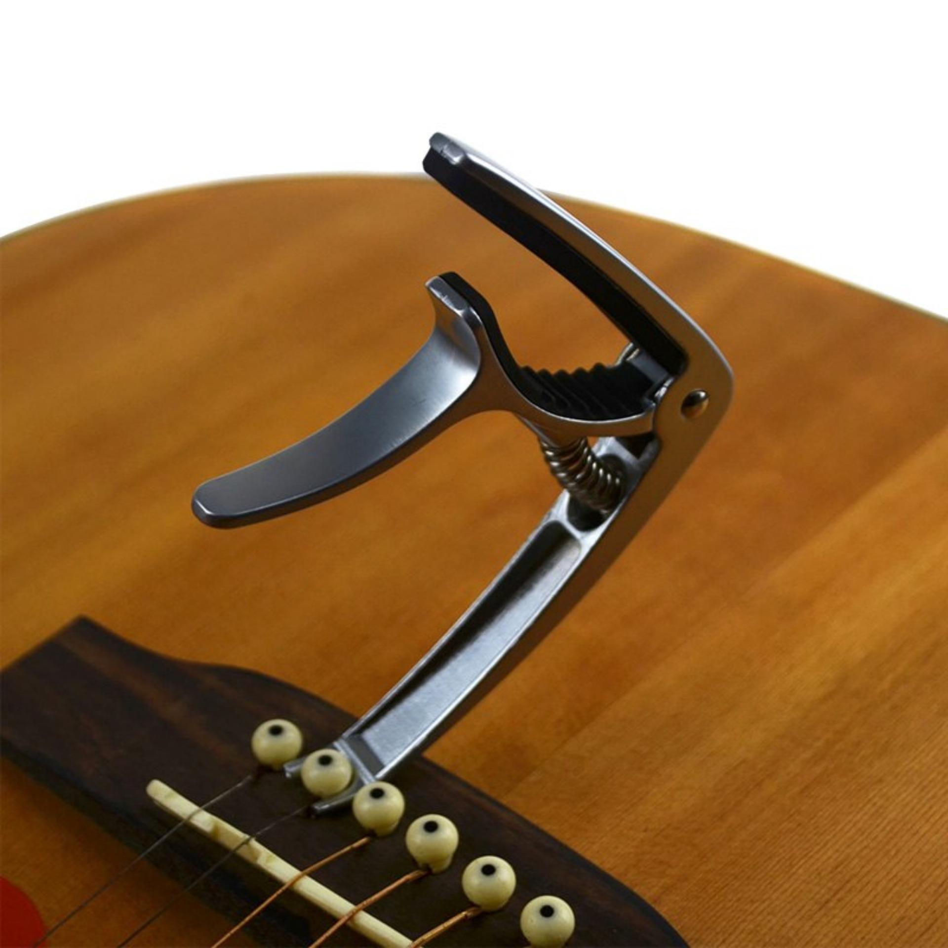 Kẹp Capo đàn guitar inox 2 chức năng (kẹp tông, bẩy chốt) màu đen