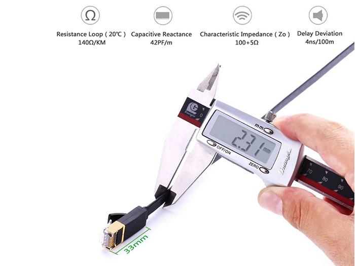 Cáp mạng đúc sẵn CAT7 dẹt Ugreen 11266 dài 15m (Đen)