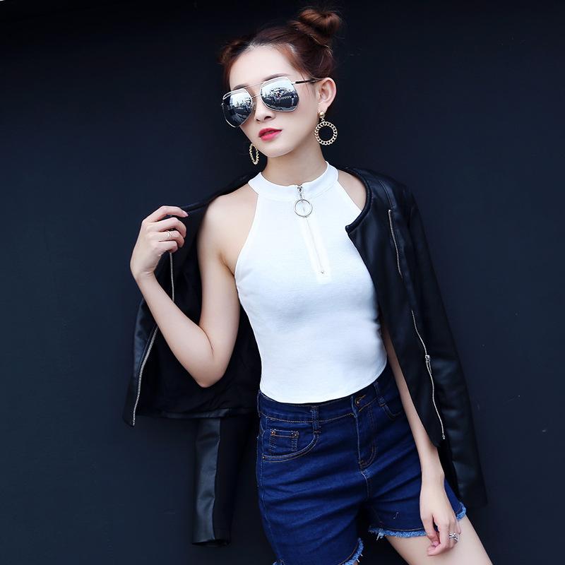 Áo yếm len nữ khóa trước thời thượng