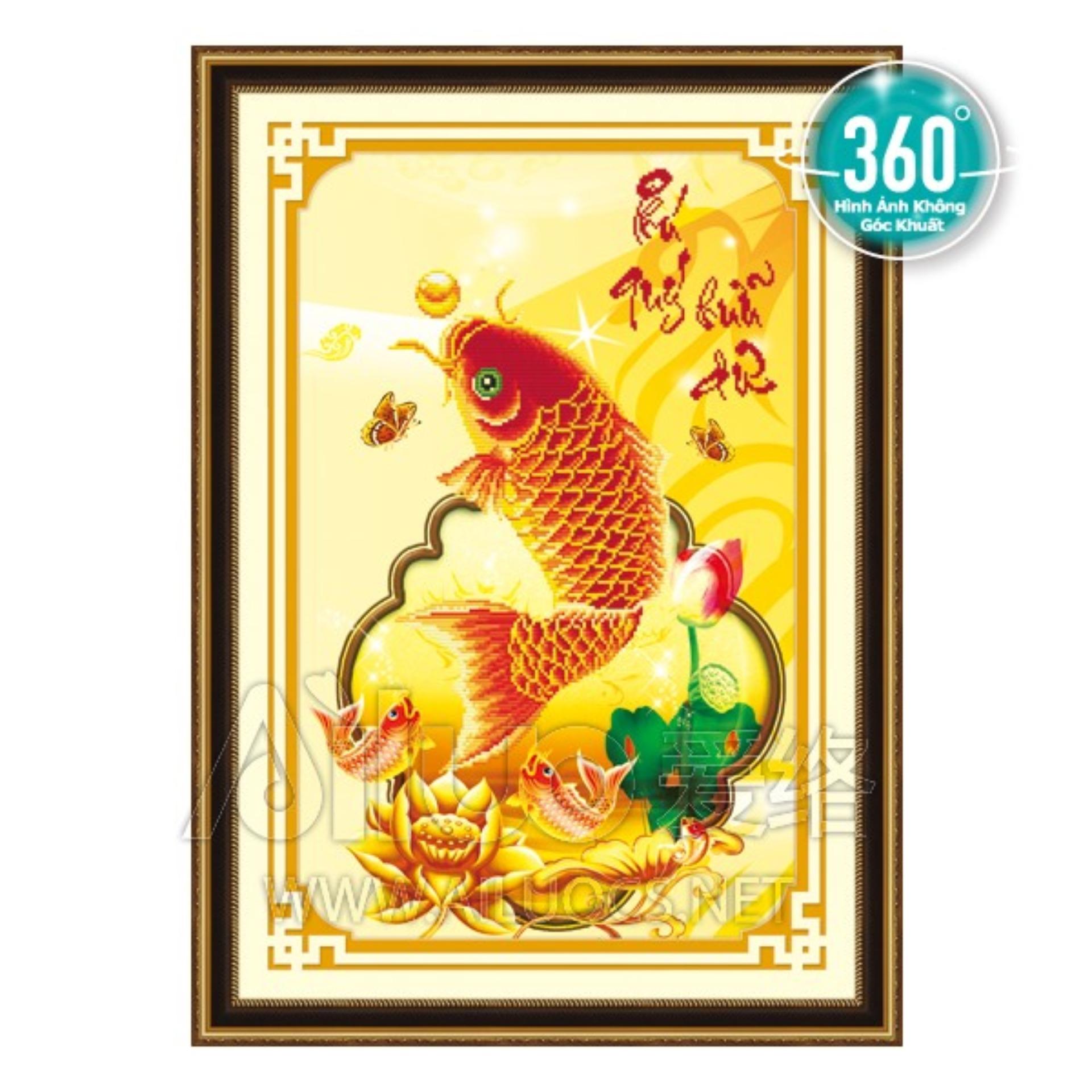 xả hàng tồn TRANH ĐÍNH ĐÁ CÁ CHÉP 77265 (Kích thước: 75X53cm CHƯA ĐÍNH)