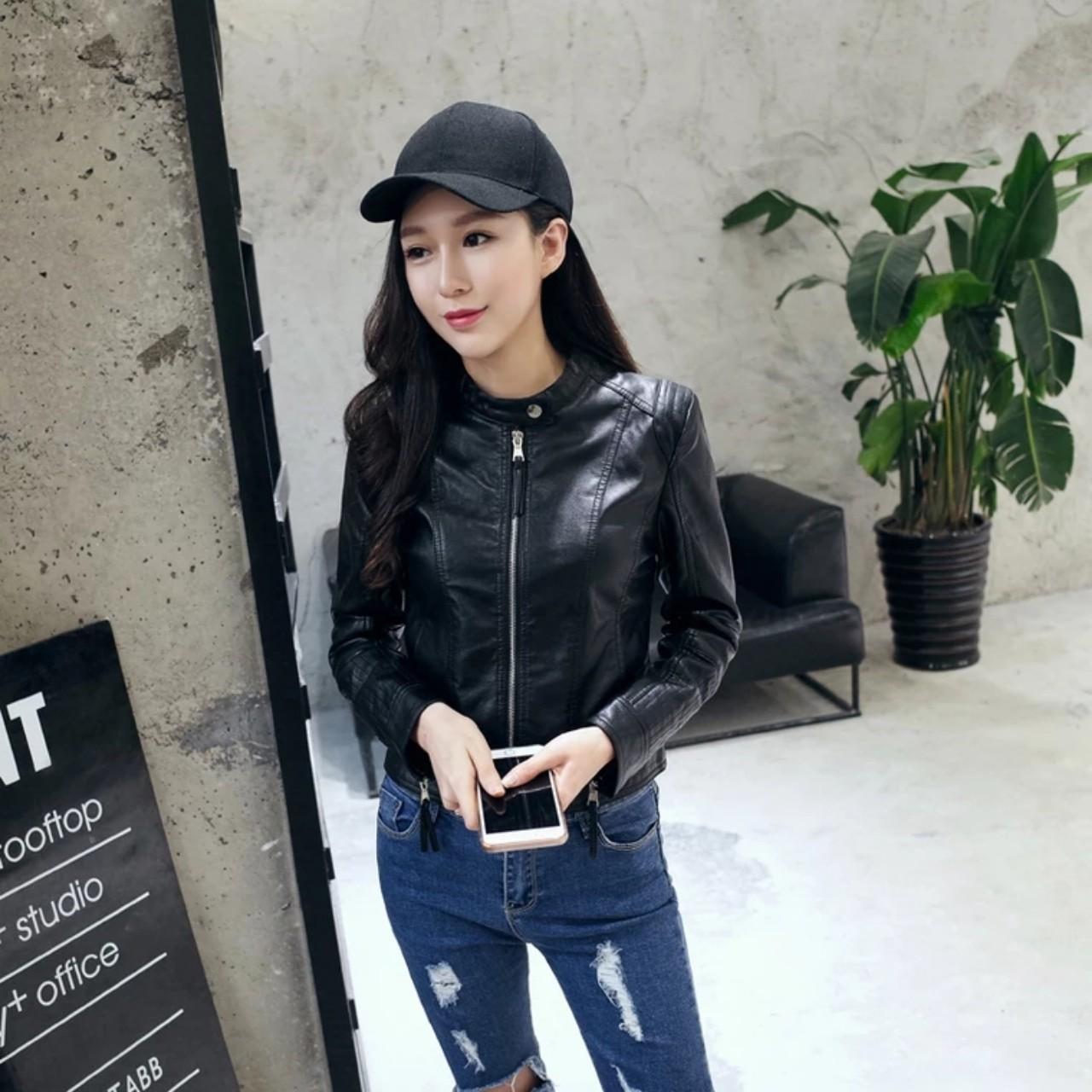 ÁO KHOÁC DA NỮ HAI LỚP HOT NHẤT 2019 sakura