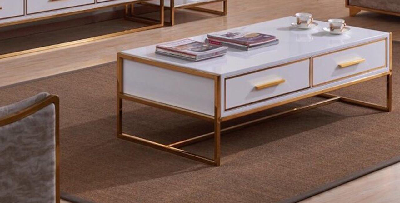 Bàn sofa khung inox mạ vàng Mina Furniture MN-A8197 (1300*700*420)