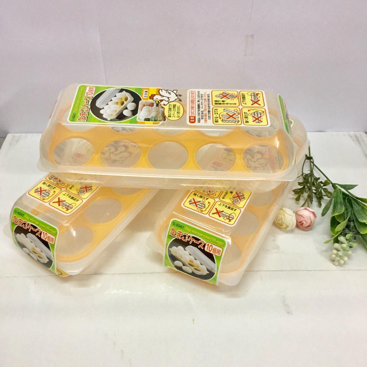 Khay đựng trứng 10 ngăn có nắp đậy- Hàng Nhật nội địa