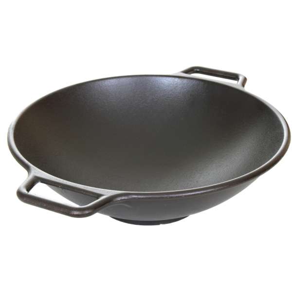 Chảo gang Lodge kiểu Wok P14W3 - chảo xào đường kính 36 cm không dính tự nhiên - Sản xuất tại Mỹ (Đen)