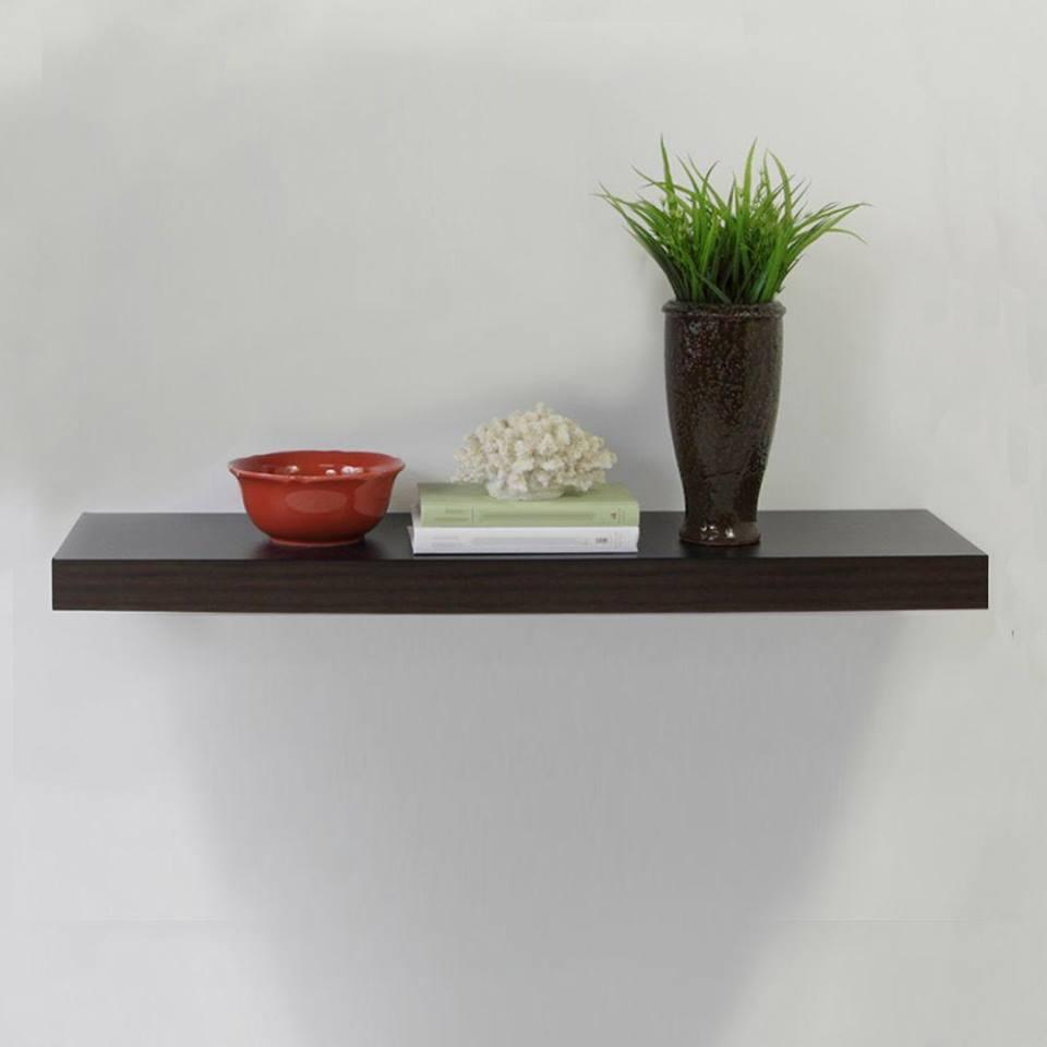 Kệ treo tường 1 thanh gỗ hộp ngang 80cm sâu 24cm dày 3,5cm khung thép phía trong chắc chắn thẩm mỹ (Đen)