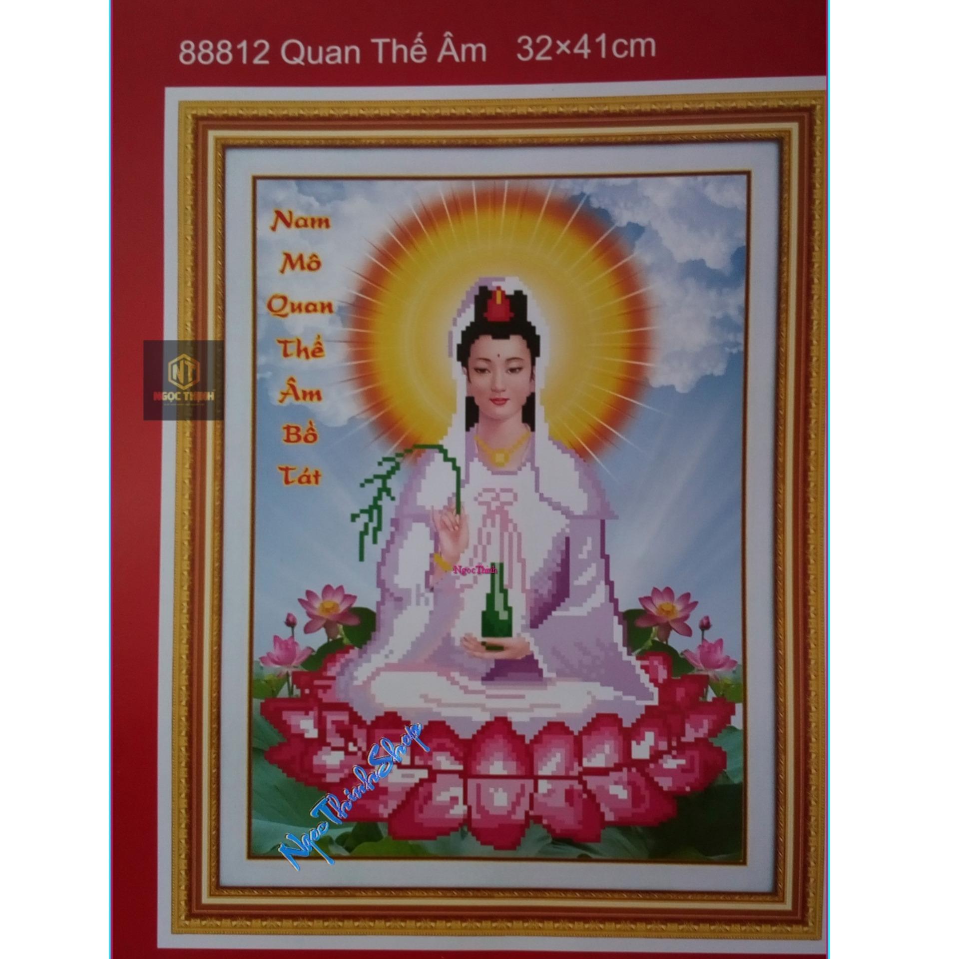 Tranh thêu chữ thập (chưa thêu) Phật bà DLH-88812-Chỉ không xù, màu sắc không phai.