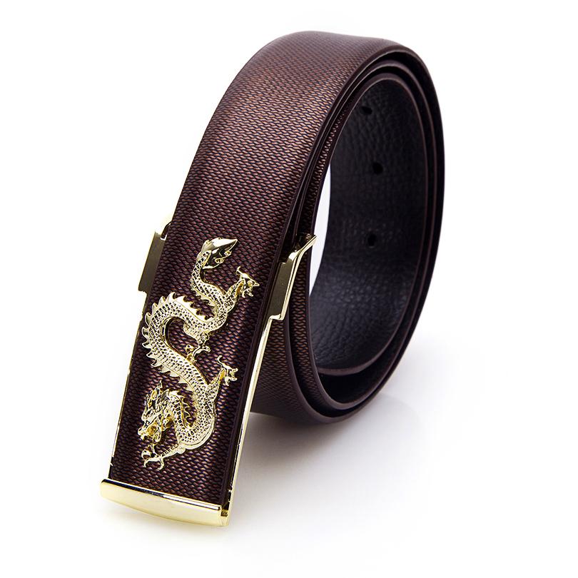 [HCM SHIP NHANH]Thắt lưng nam hình con rồng DN31 (Dây nâu, mặt vàng)