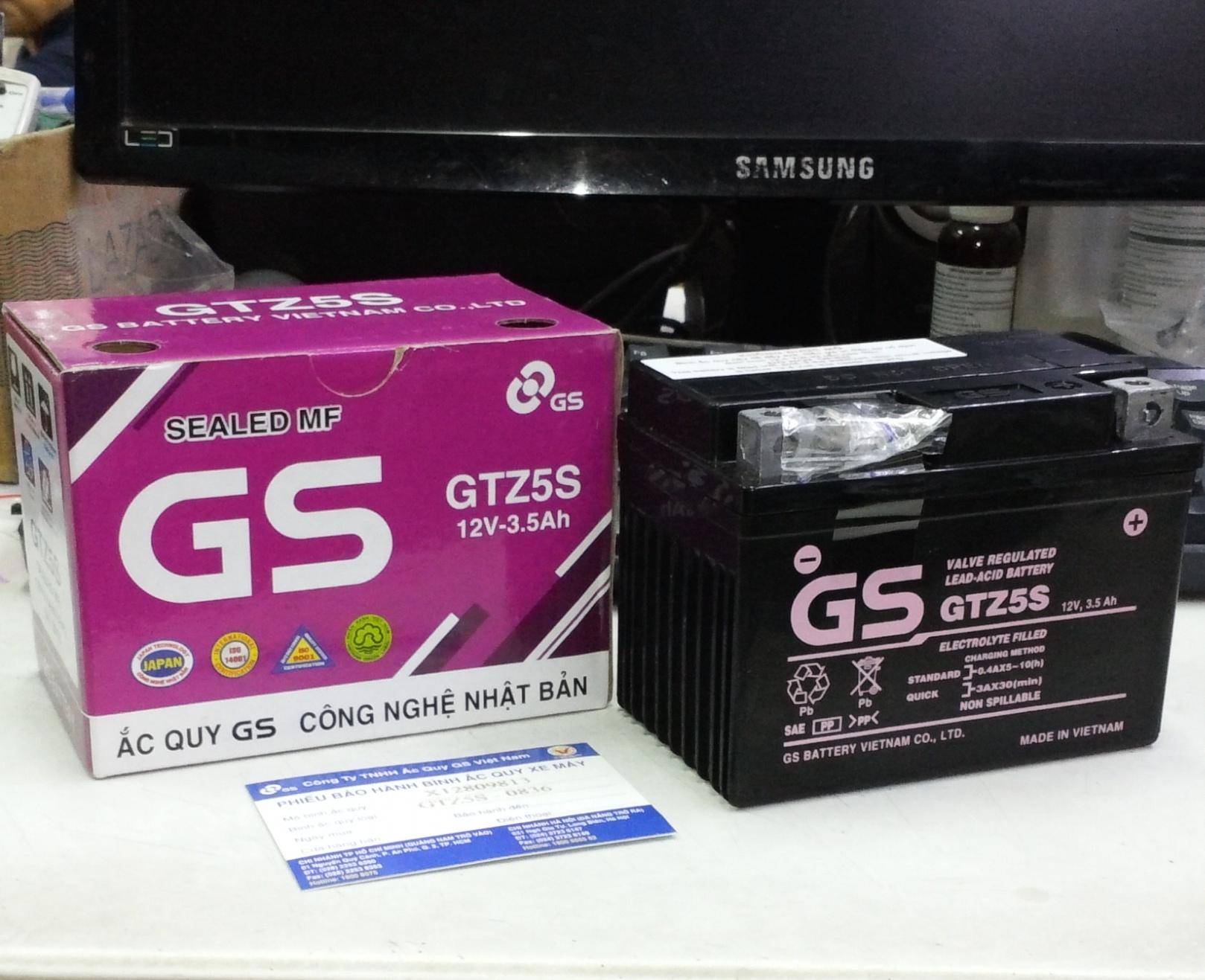 Batterry GS GTZ6V (12V-5Ah) - For Scooters of Honda, Yamaha, Suzuki.