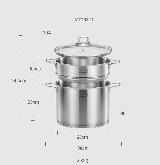 Bộ nồi hấp 2 tầng inox 304 -  MomsCook