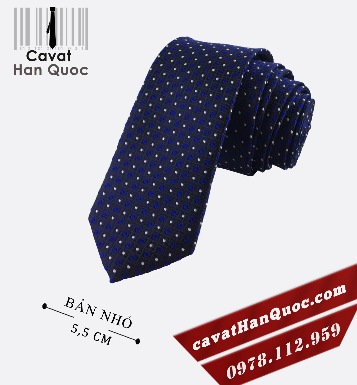 CÀ VẠT - CARAVAT CHẤM BI TRẮNG XANH