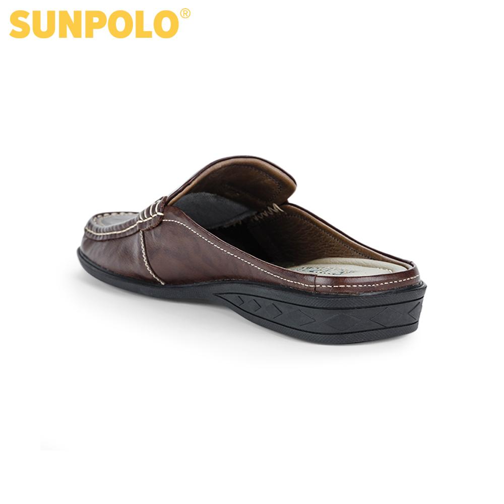 Dép Sapo Nam Da Bò SUNPOLO SPO004 (Nâu)