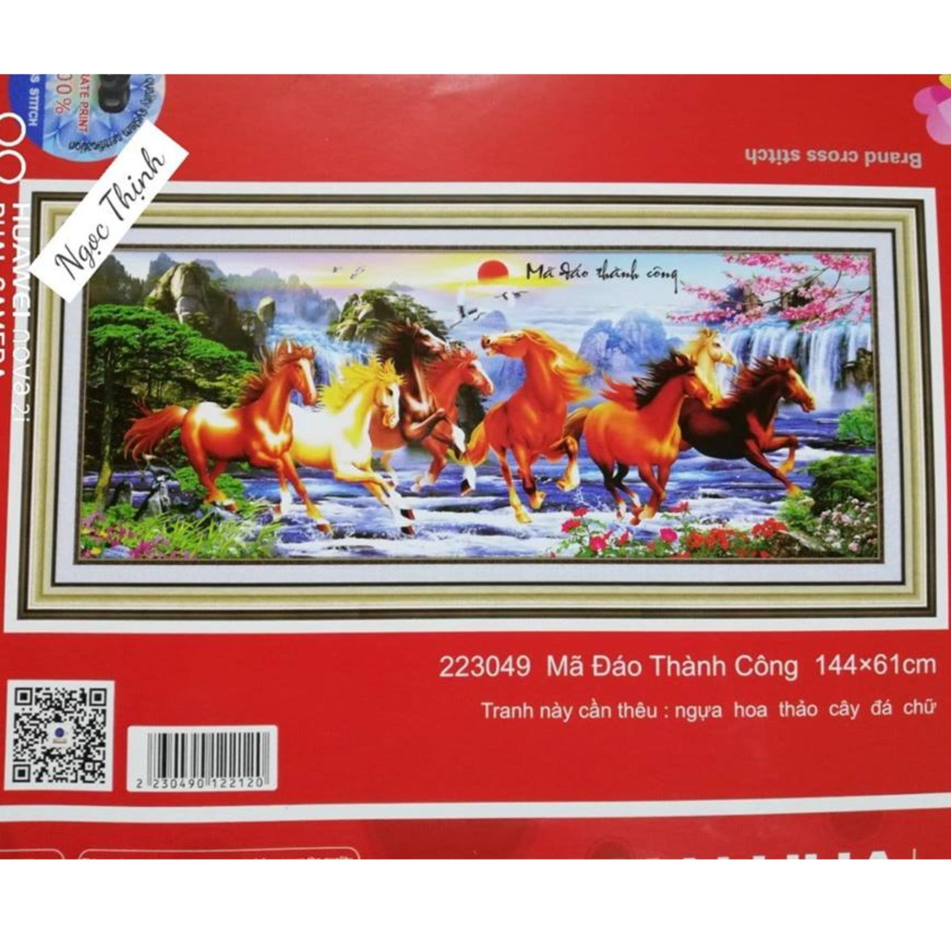 Tranh thêu chữ thập 3D- Mã đáo thành công 223049 144x61cm- Ngocthinhshop