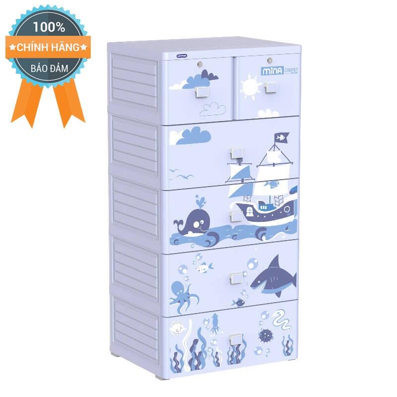 [HCM]Tủ nhựa Duy Tân MINA 5 tầng (Xanh Đại Dương)