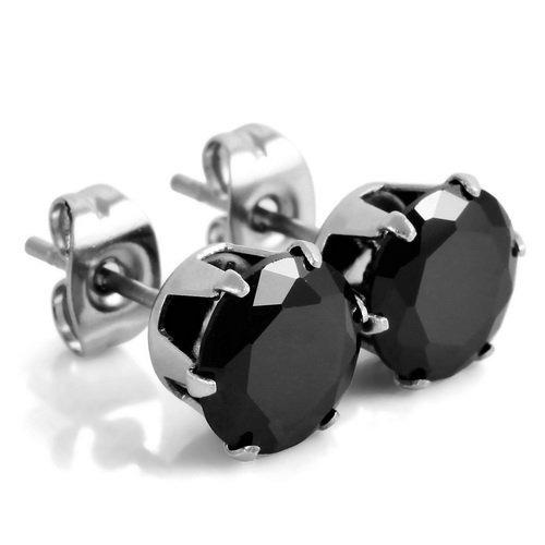 Bộ 2 bông tai thời trang 5mm BT39 (màu bạc, hột đen)