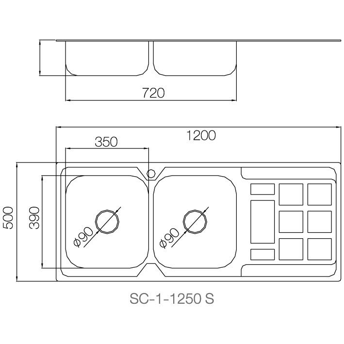 Bồn rửa - SC-1-1250S - INOX SUS 304